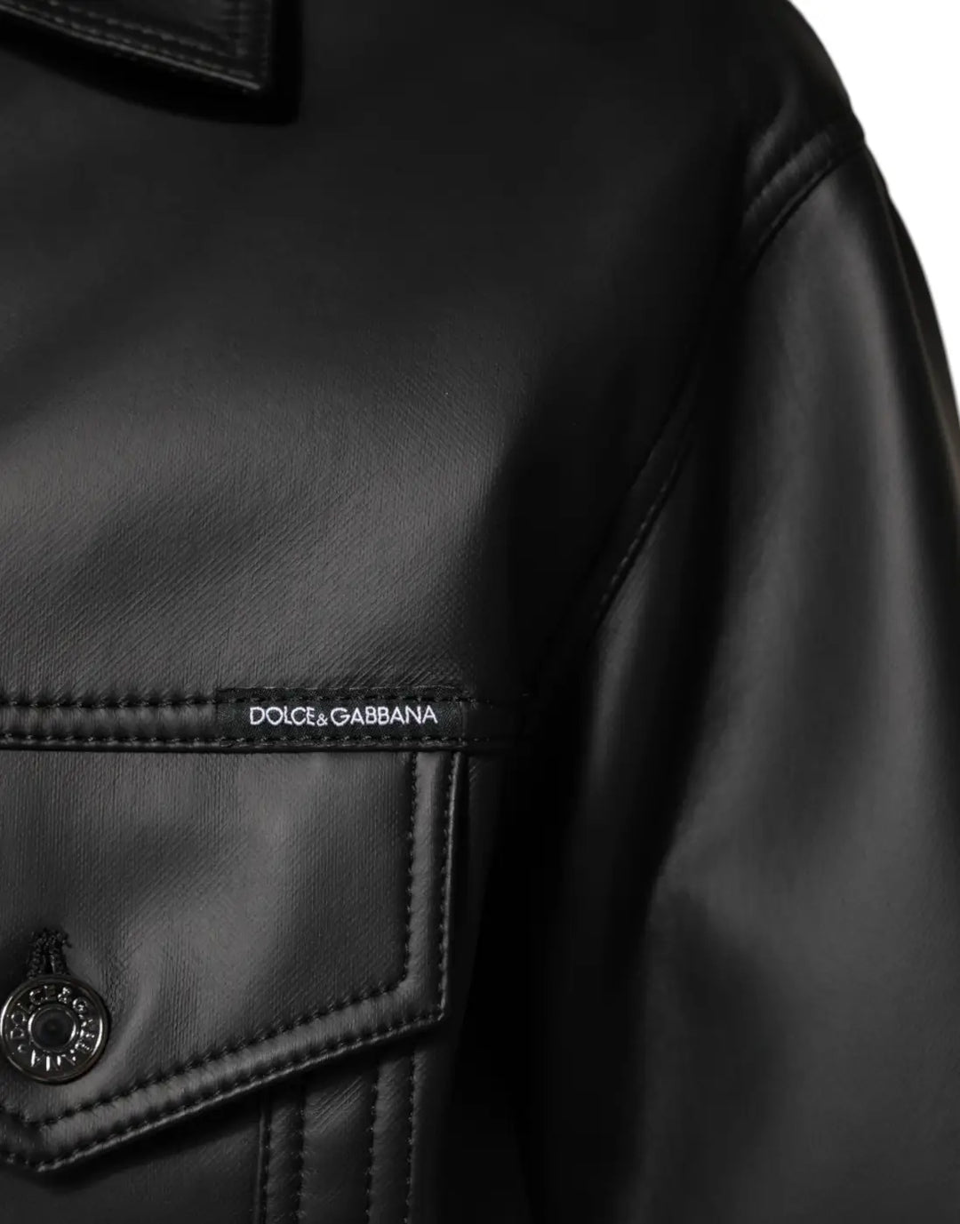 Dolce &amp; Gabbana Black Polyester Button Down Biker Jacket