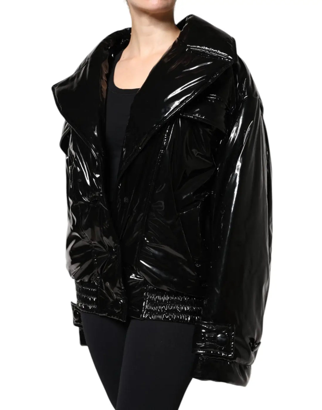 Dolce &amp; Gabbana Black Polyester Button Down Blouson Jacket
