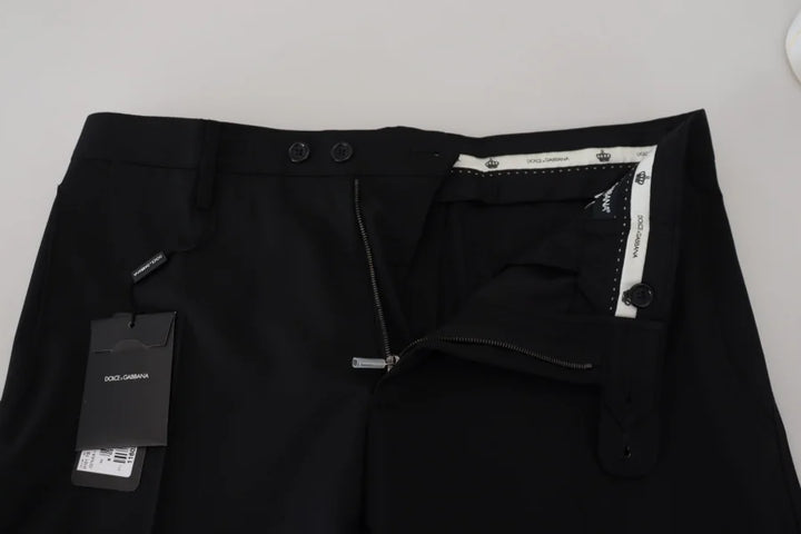 Dolce &amp; Gabbana Black Polyester Chino Formal Pants