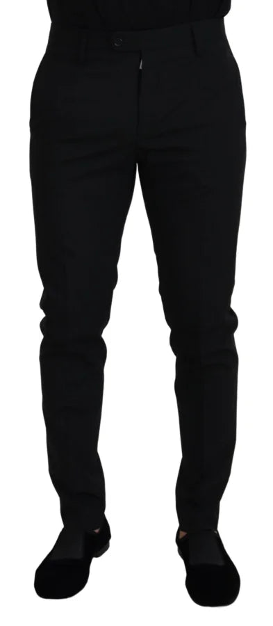 Dolce &amp; Gabbana Black Polyester Chino Formal Pants