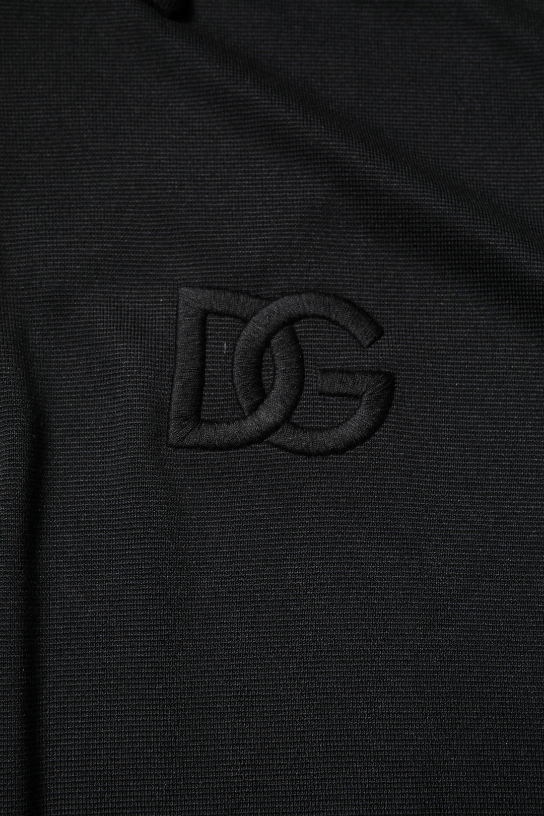 Dolce &amp; Gabbana Black Polyester Dg Logo Collared Polo T-shirt