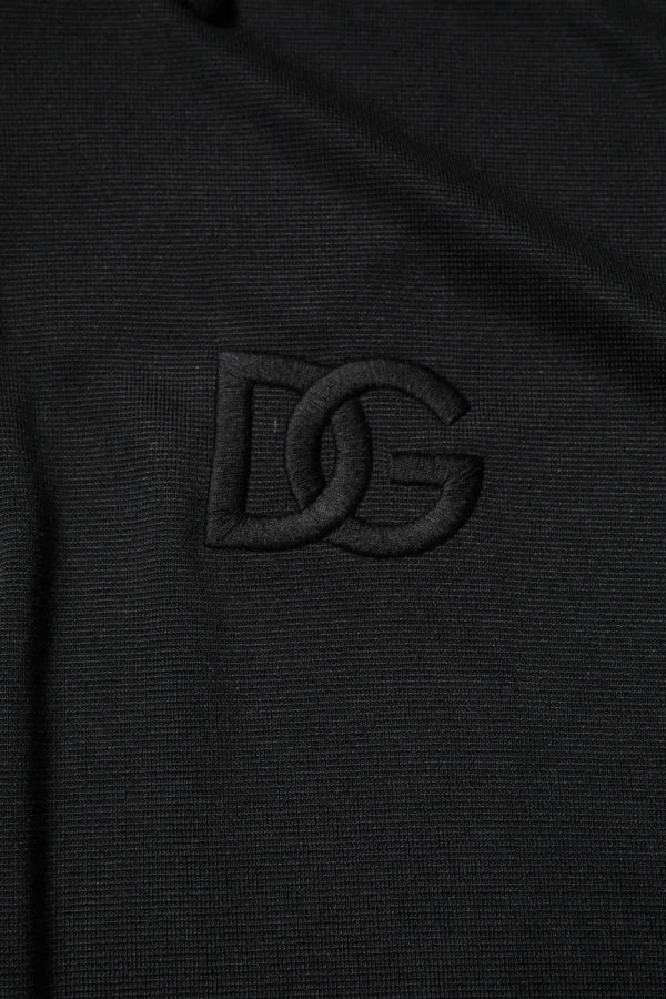 Dolce &amp; Gabbana Black Polyester DG Logo Collared Polo T-shirt