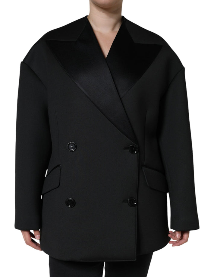 Dolce &amp; Gabbana Overcoats - Black Polyester Double Breasted Coat Jacket