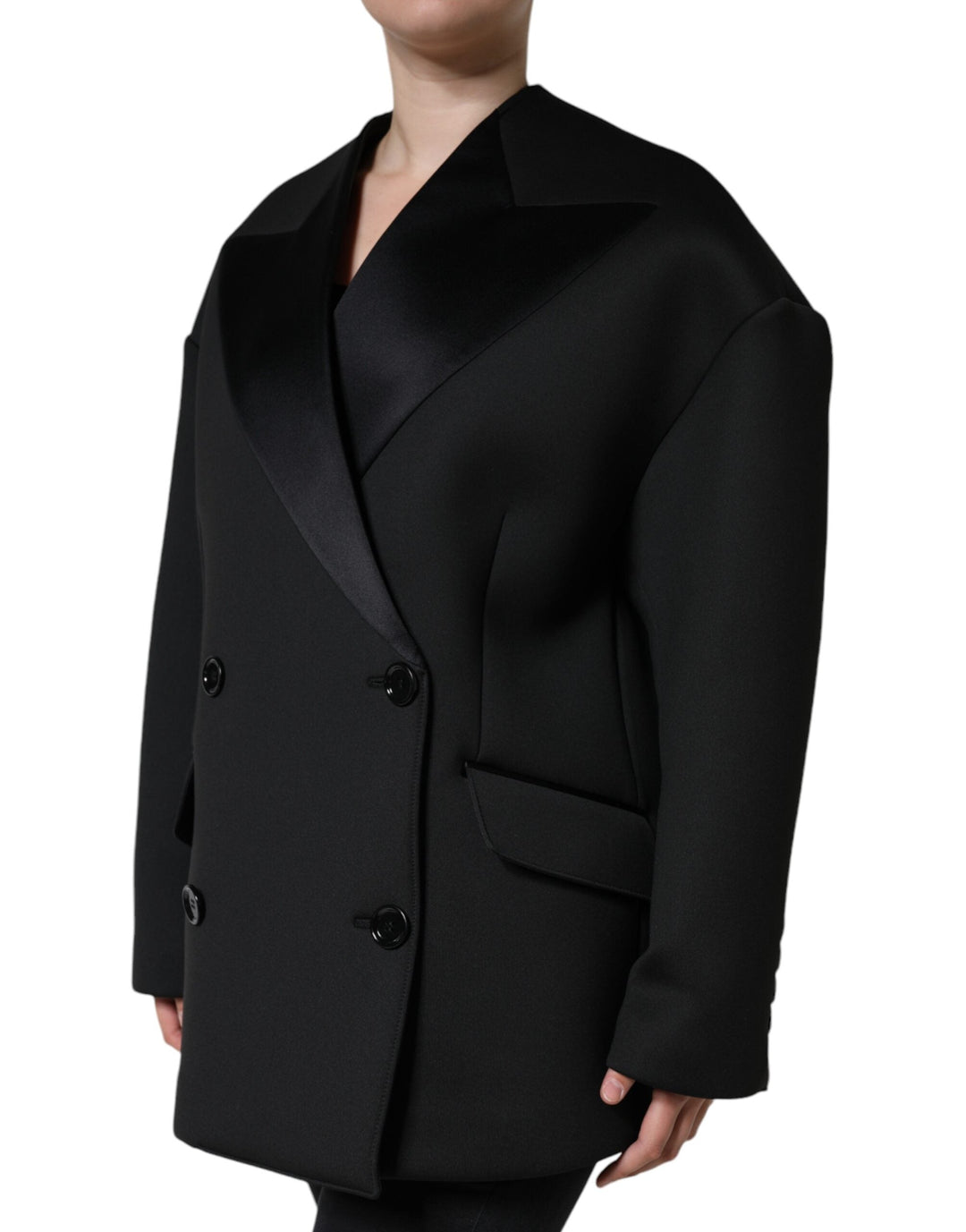 Dolce &amp; Gabbana Overcoats - Black Polyester Double Breasted Coat Jacket