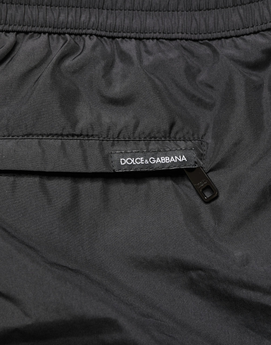 Dolce &amp; Gabbana Black Polyester Drawstring Men Shorts Swimwear