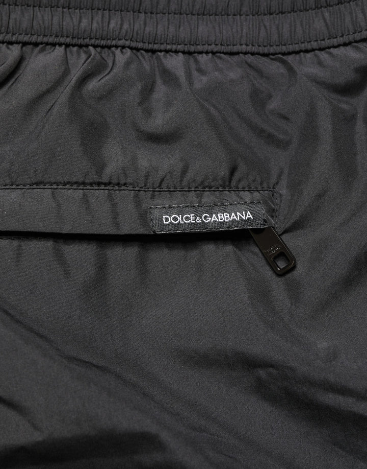 Dolce &amp; Gabbana Black Polyester Drawstring Men Shorts Swimwear