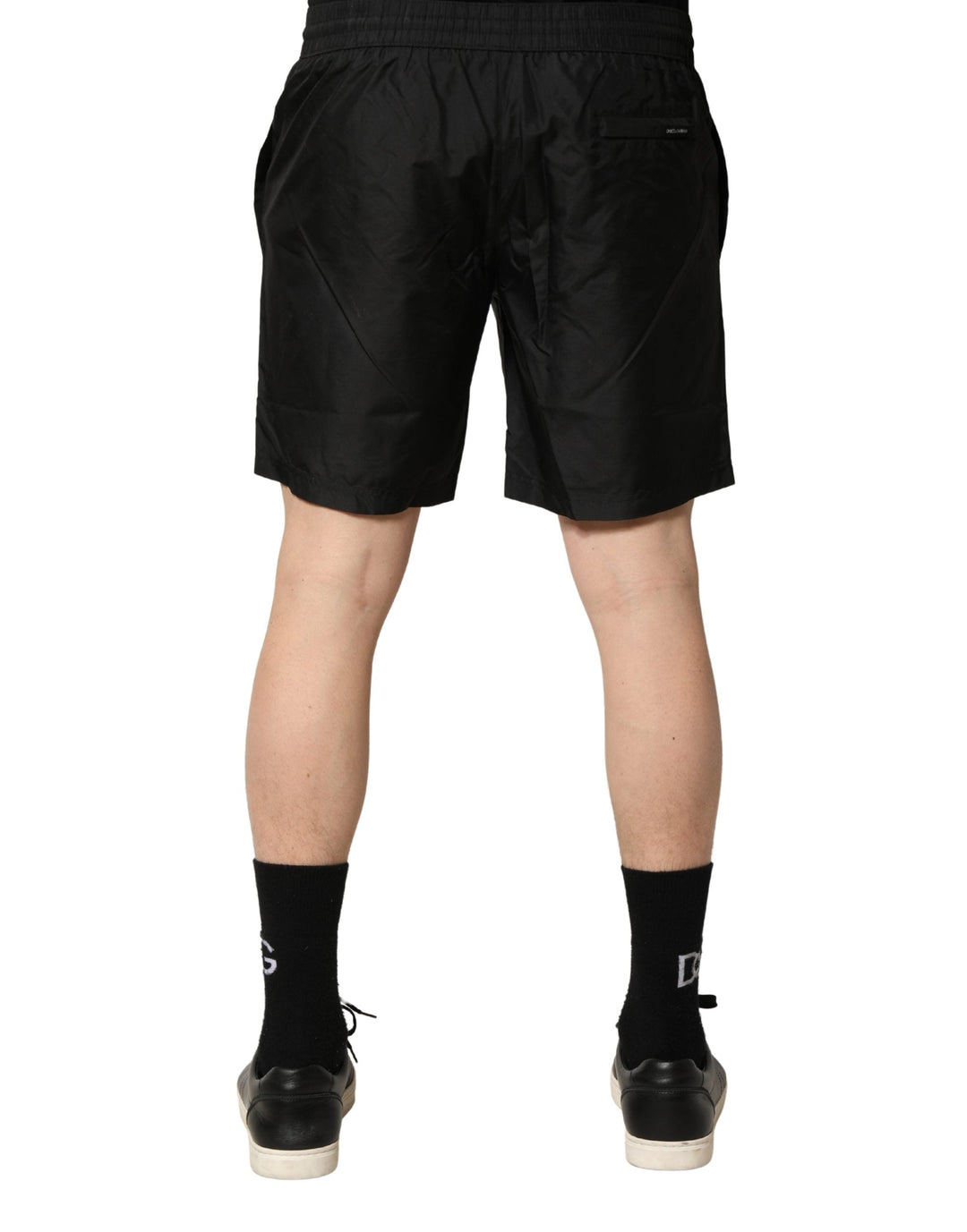 Dolce &amp; Gabbana Black Polyester Drawstring Men Shorts Swimwear