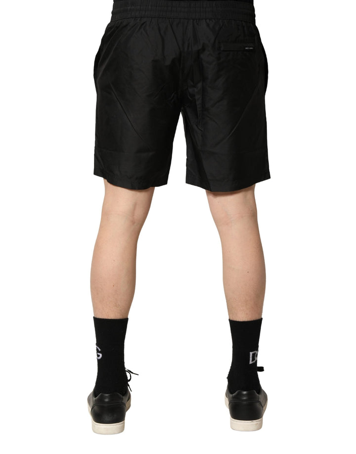 Dolce &amp; Gabbana Black Polyester Drawstring Men Shorts Swimwear