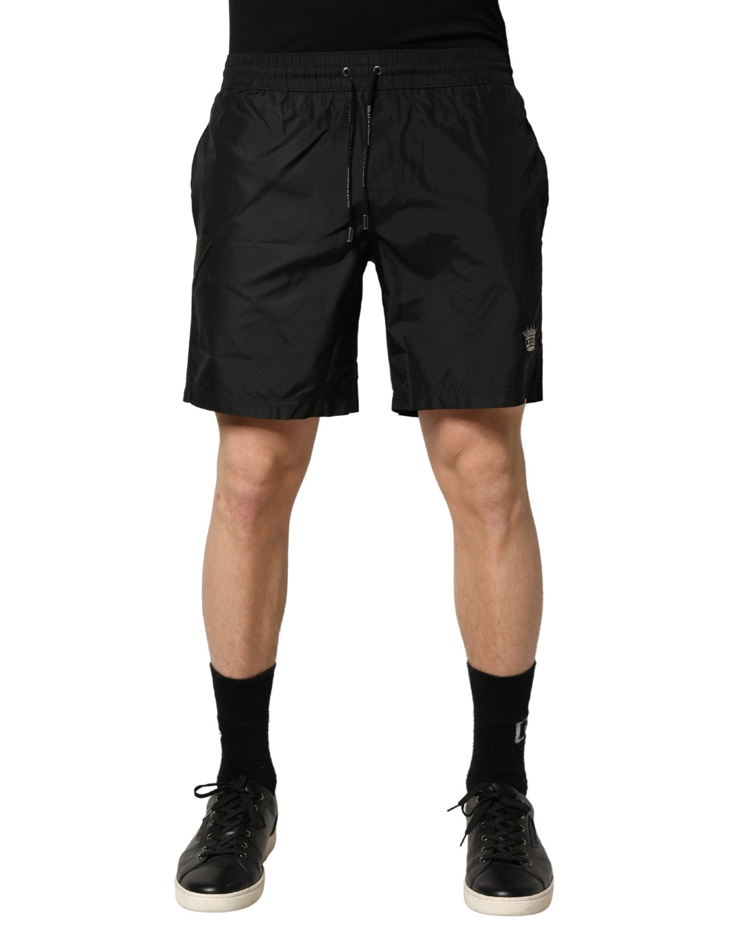 Dolce &amp; Gabbana Black Polyester Drawstring Men Shorts Swimwear