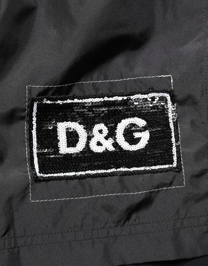 Dolce &amp; Gabbana Black Polyester Drawstring Men Shorts Swimwear