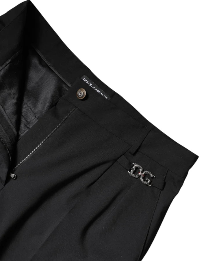 Dolce &amp; Gabbana Black Polyester High Waist Dress Pants