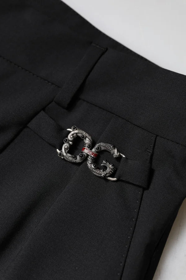 Dolce &amp; Gabbana Black Polyester High Waist Dress Pants