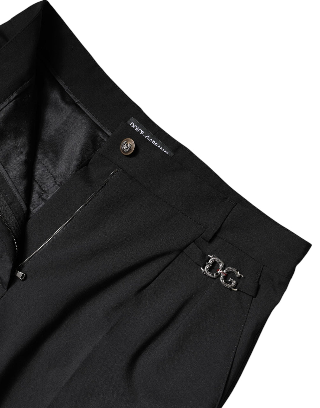 Dolce &amp; Gabbana Black Polyester High Waist Dress Pants