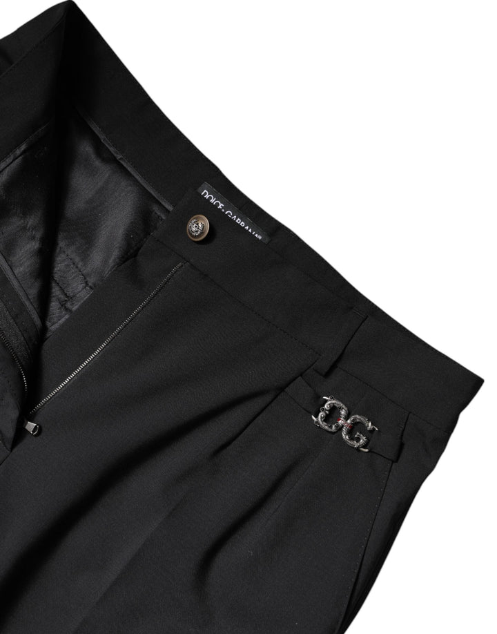 Dolce &amp; Gabbana Black Polyester High Waist Dress Pants