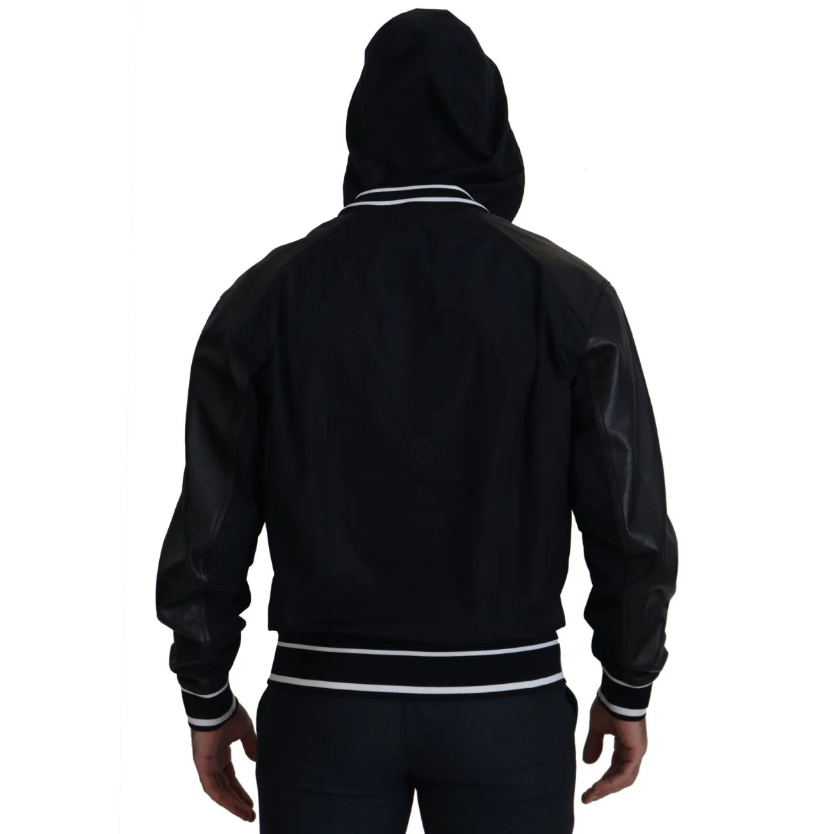 Dolce & Gabbana Black Polyester Hooded Blouson Coat Jacket