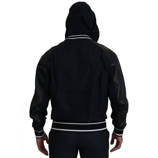 Dolce & Gabbana Black Polyester Hooded Blouson Coat Jacket