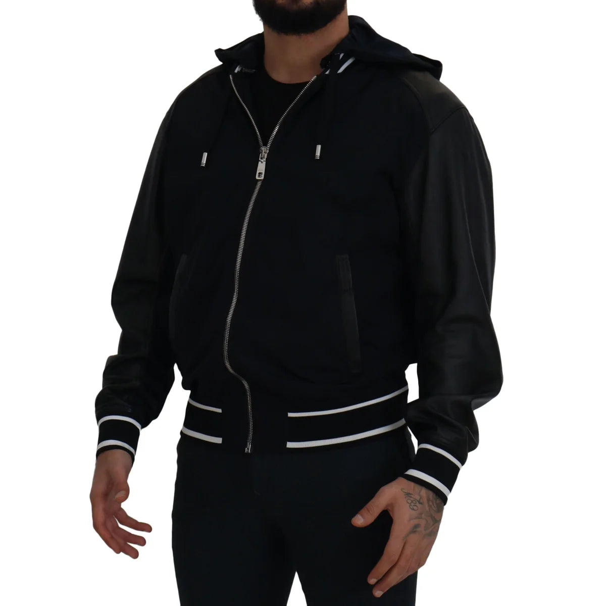 Dolce & Gabbana Black Polyester Hooded Blouson Coat Jacket