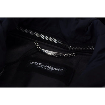 Dolce & Gabbana Black Polyester Hooded Blouson Coat Jacket