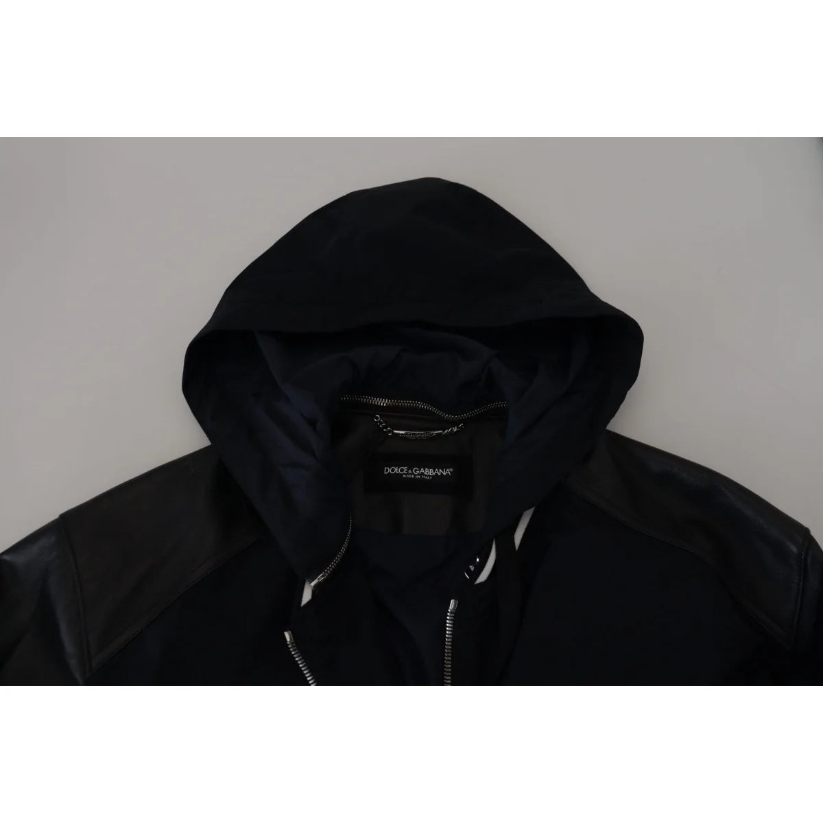 Dolce & Gabbana Black Polyester Hooded Blouson Coat Jacket