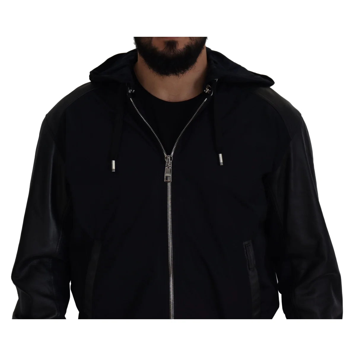 Dolce & Gabbana Black Polyester Hooded Blouson Coat Jacket