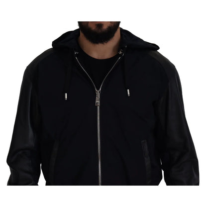 Dolce & Gabbana Black Polyester Hooded Blouson Coat Jacket