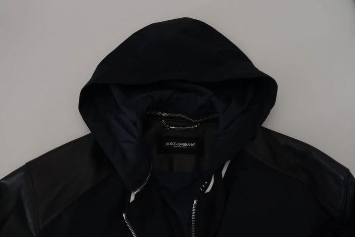 Dolce & Gabbana Black Polyester Hooded Blouson Coat Jacket