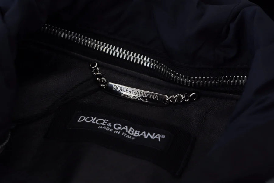 Dolce & Gabbana Black Polyester Hooded Blouson Coat Jacket