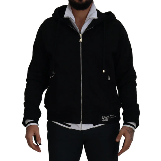 Dolce & Gabbana Black Polyester Hooded Full Zip Jacket