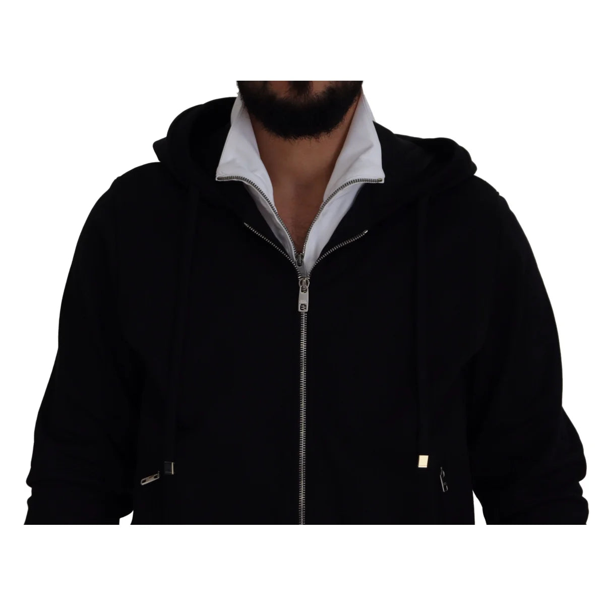Dolce & Gabbana Black Polyester Hooded Full Zip Jacket