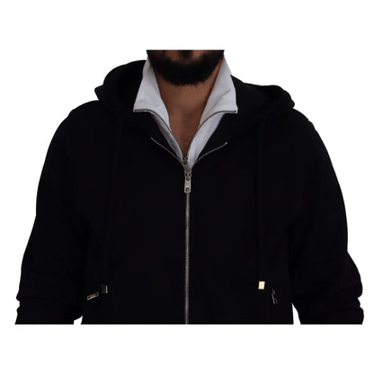 Dolce & Gabbana Black Polyester Hooded Full Zip Jacket