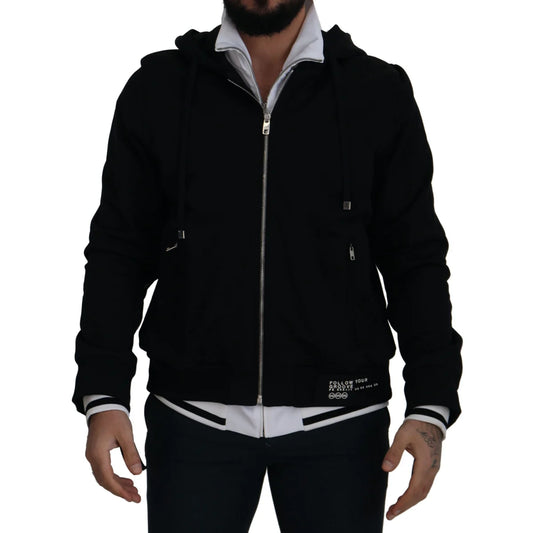 Dolce & Gabbana Black Polyester Hooded Full Zip Jacket