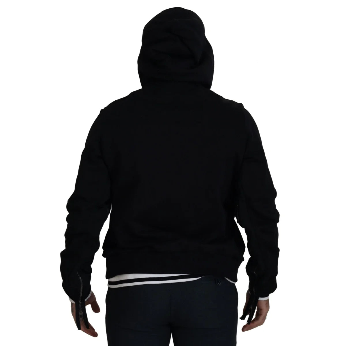 Dolce & Gabbana Black Polyester Hooded Full Zip Jacket
