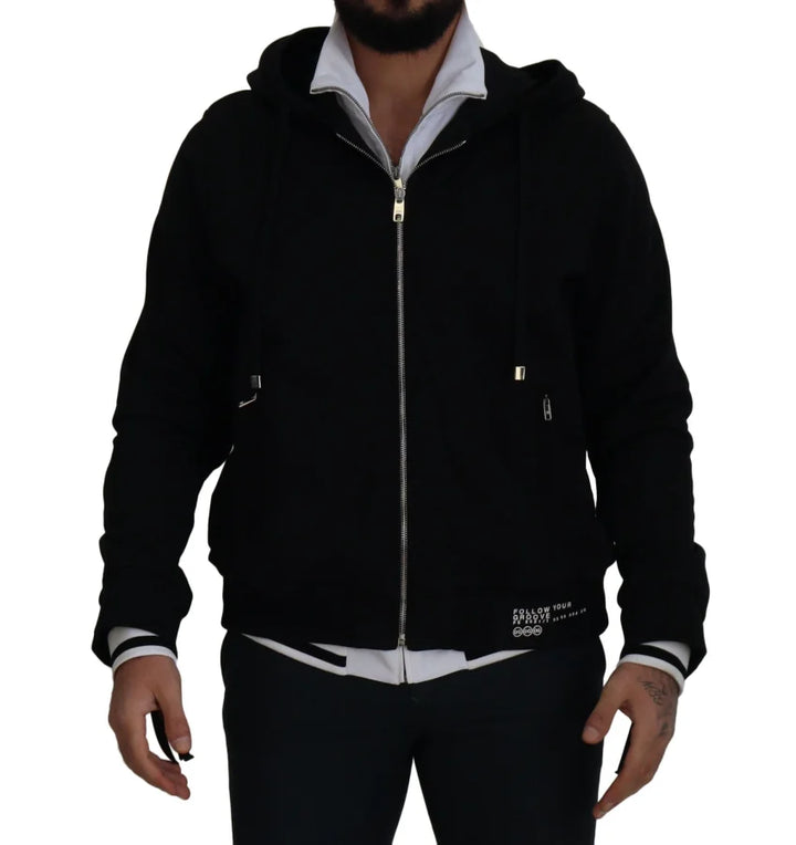 Dolce & Gabbana Black Polyester Hooded Full Zip Jacket