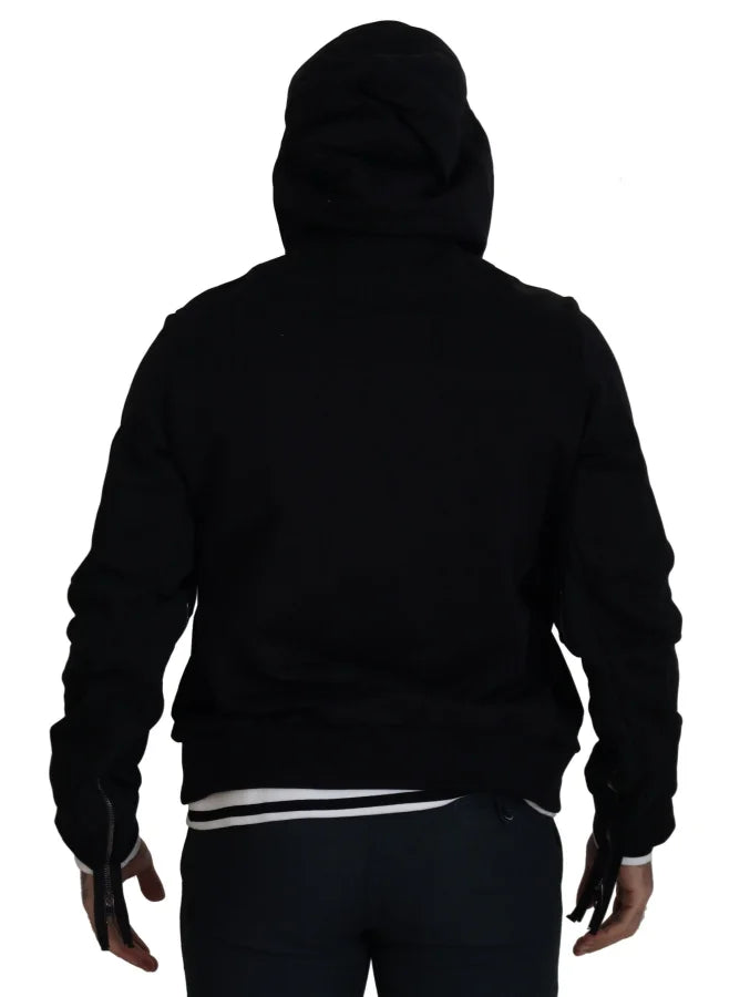 Dolce & Gabbana Black Polyester Hooded Full Zip Jacket