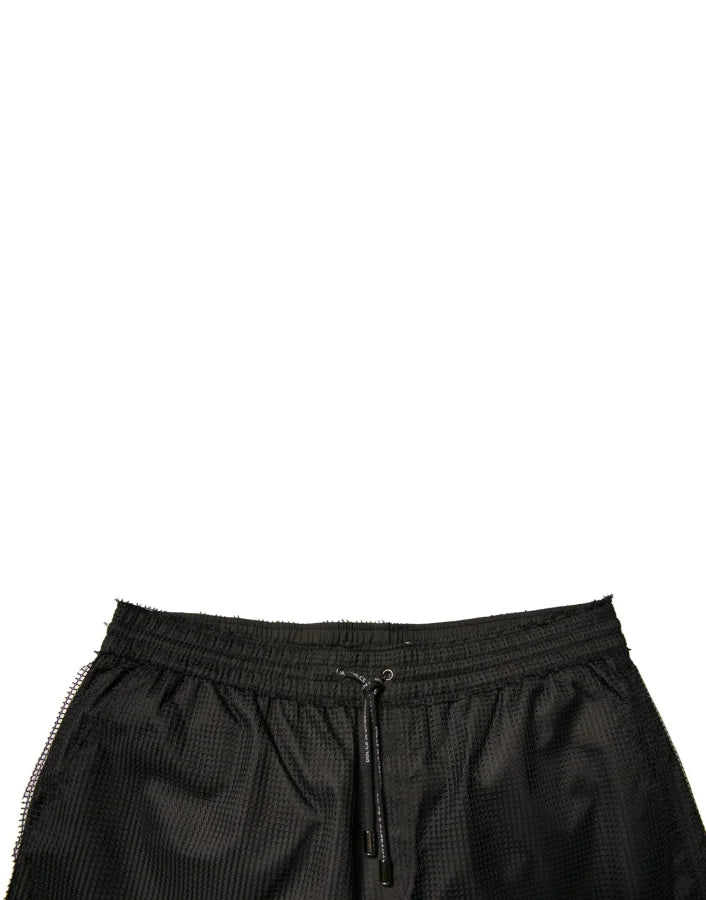 Dolce &amp; Gabbana Black Polyester Jersey Mid Waist Shorts