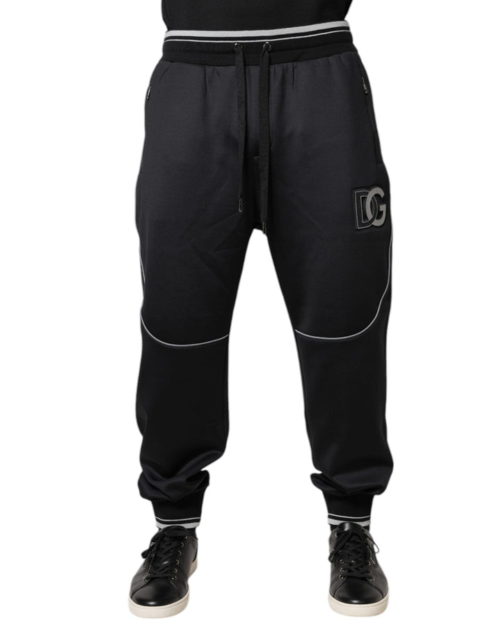 Dolce &amp; Gabbana Black Polyester Logo Jogger Pants