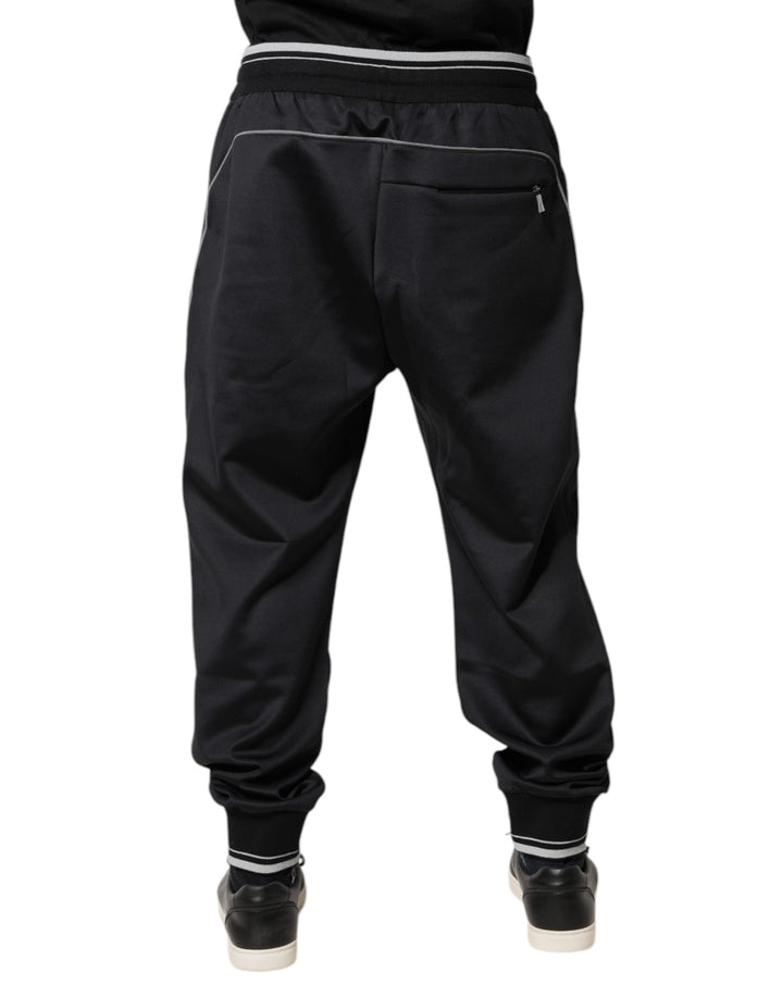 Dolce &amp; Gabbana Black Polyester Logo Jogger Pants