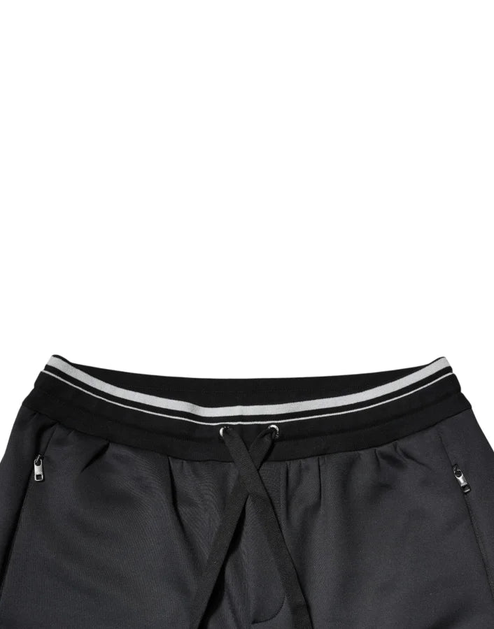 Dolce &amp; Gabbana Black Polyester Logo Jogger Pants