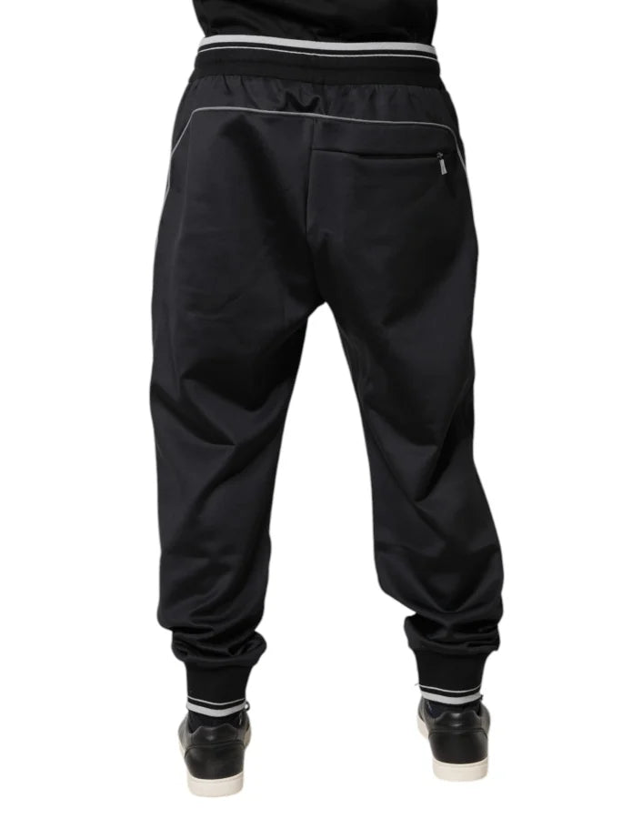 Dolce &amp; Gabbana Black Polyester Logo Jogger Pants