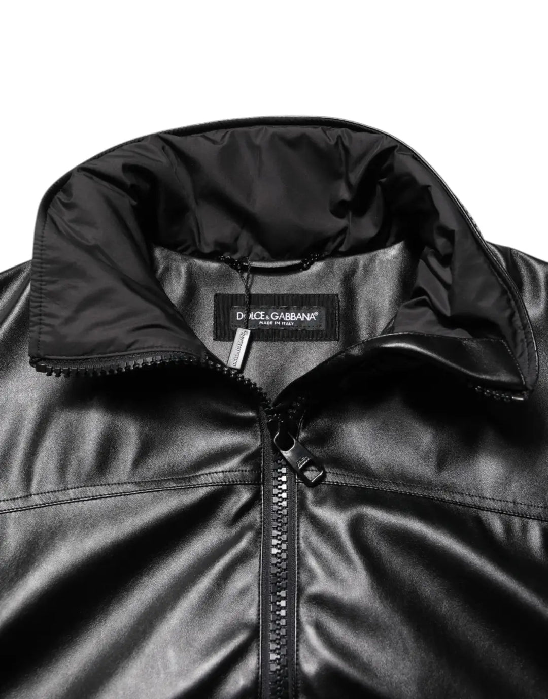 Dolce &amp; Gabbana Black Polyester Logo Plaque Bomber Jacket