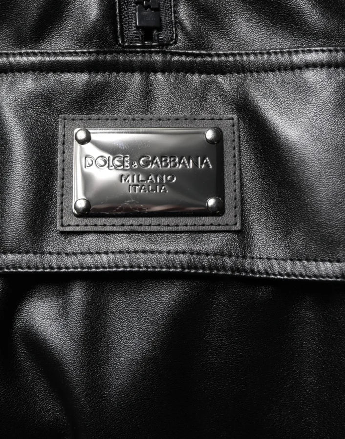 Dolce & Gabbana Black Polyester Logo Plaque Bomber Jacket