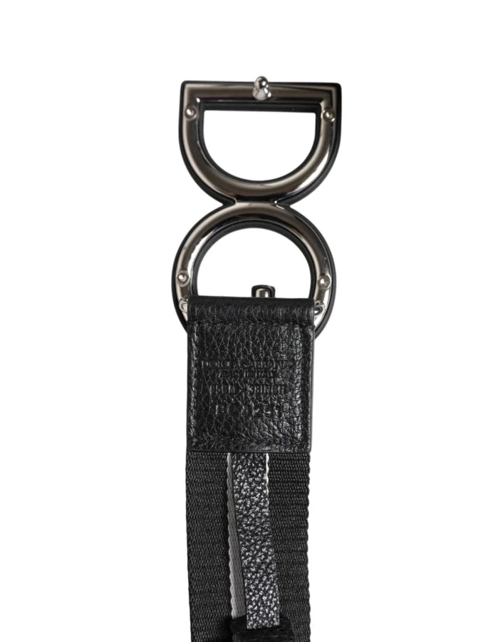 Dolce &amp; Gabbana Black Polyester Logo Print DG Buckle Belt