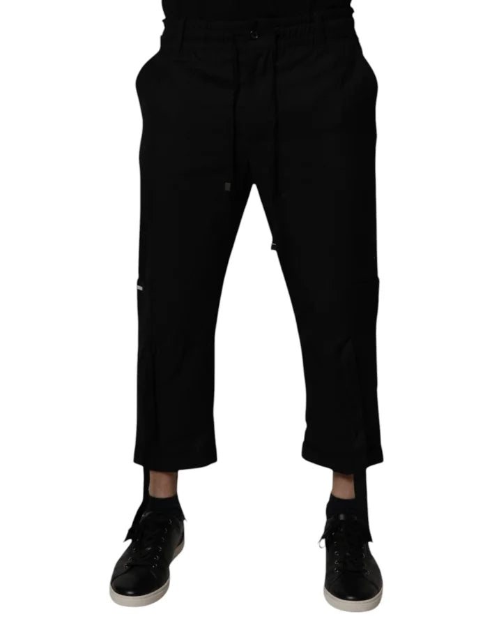 Dolce &amp; Gabbana Black Polyester Men Cropped Pants