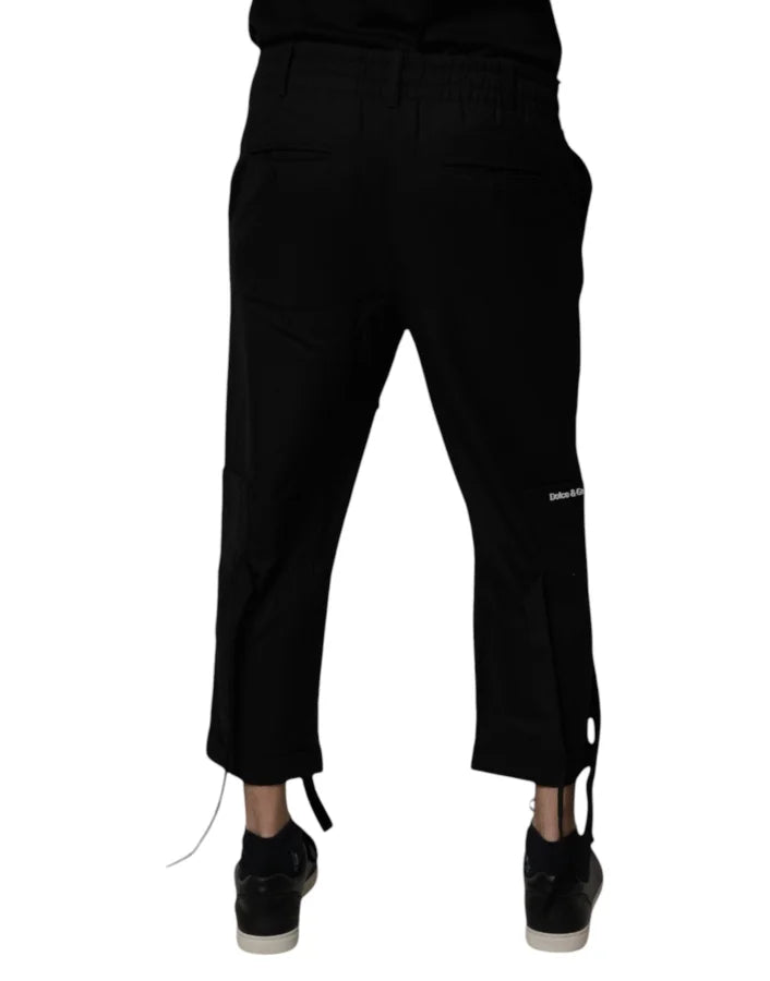 Dolce &amp; Gabbana Black Polyester Men Cropped Pants