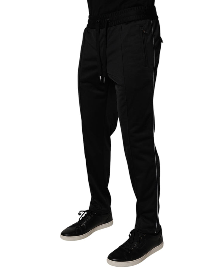 Dolce &amp; Gabbana Black Polyester Men Jogger Sweatpants Pants