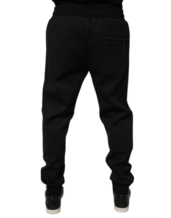 Dolce &amp; Gabbana Black Polyester Men Jogger Sweatpants Pants