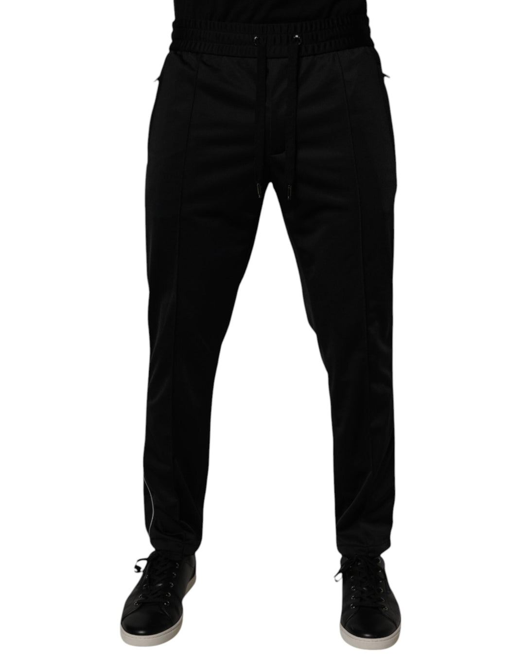 Dolce &amp; Gabbana Black Polyester Men Jogger Sweatpants Pants