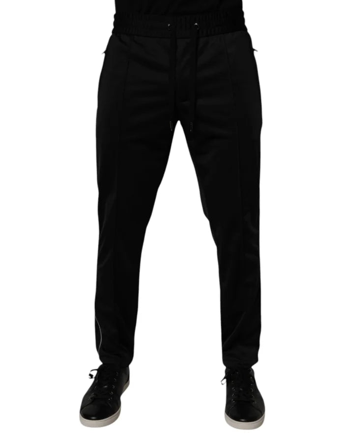 Dolce &amp; Gabbana Black Polyester Men Jogger Sweatpants Pants