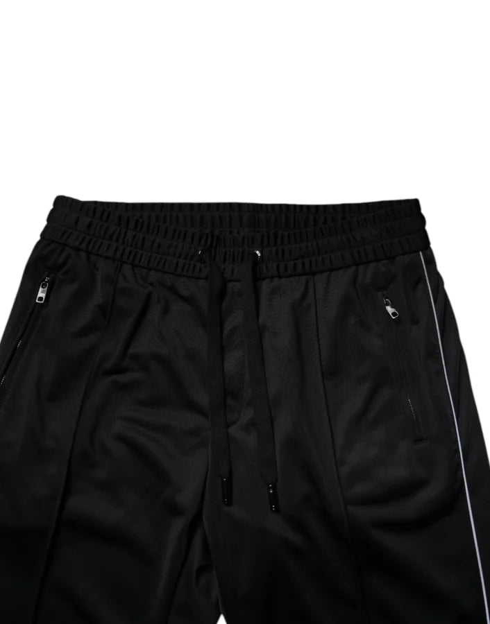 Dolce &amp; Gabbana Black Polyester Men Jogger Sweatpants Pants