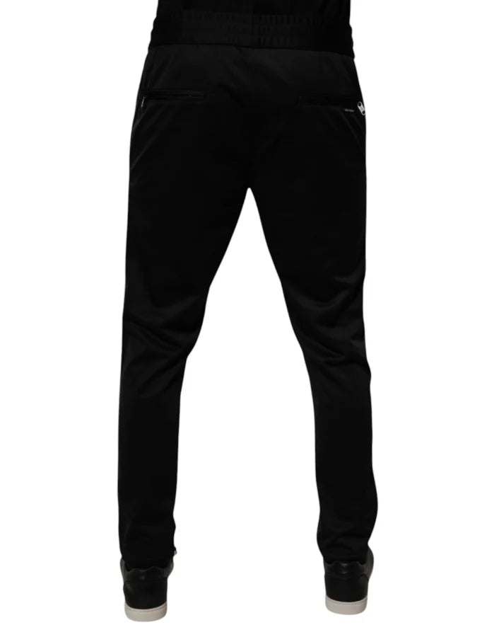 Dolce &amp; Gabbana Black Polyester Men Jogger Sweatpants Pants